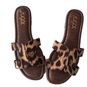 SUGAR animal print slide sandals leopard cheetah